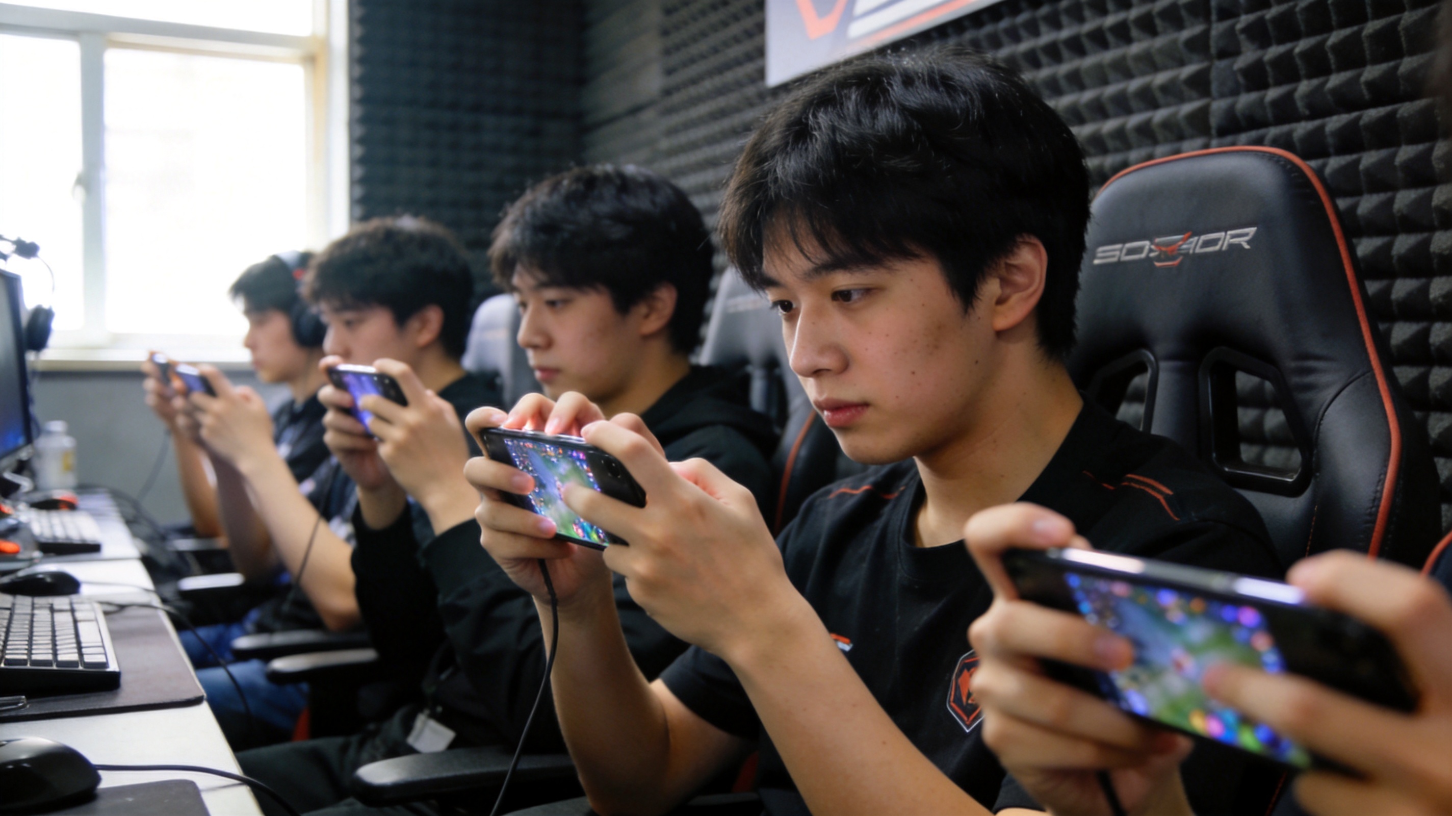 战队隔音比赛房内选手进行对局操作